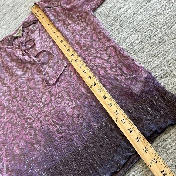 Lucky Brand Sheer Crinkled Print Peasant Tunic Top Bundle Size M Long Sleeve Y2K - Picture 6 of 16
